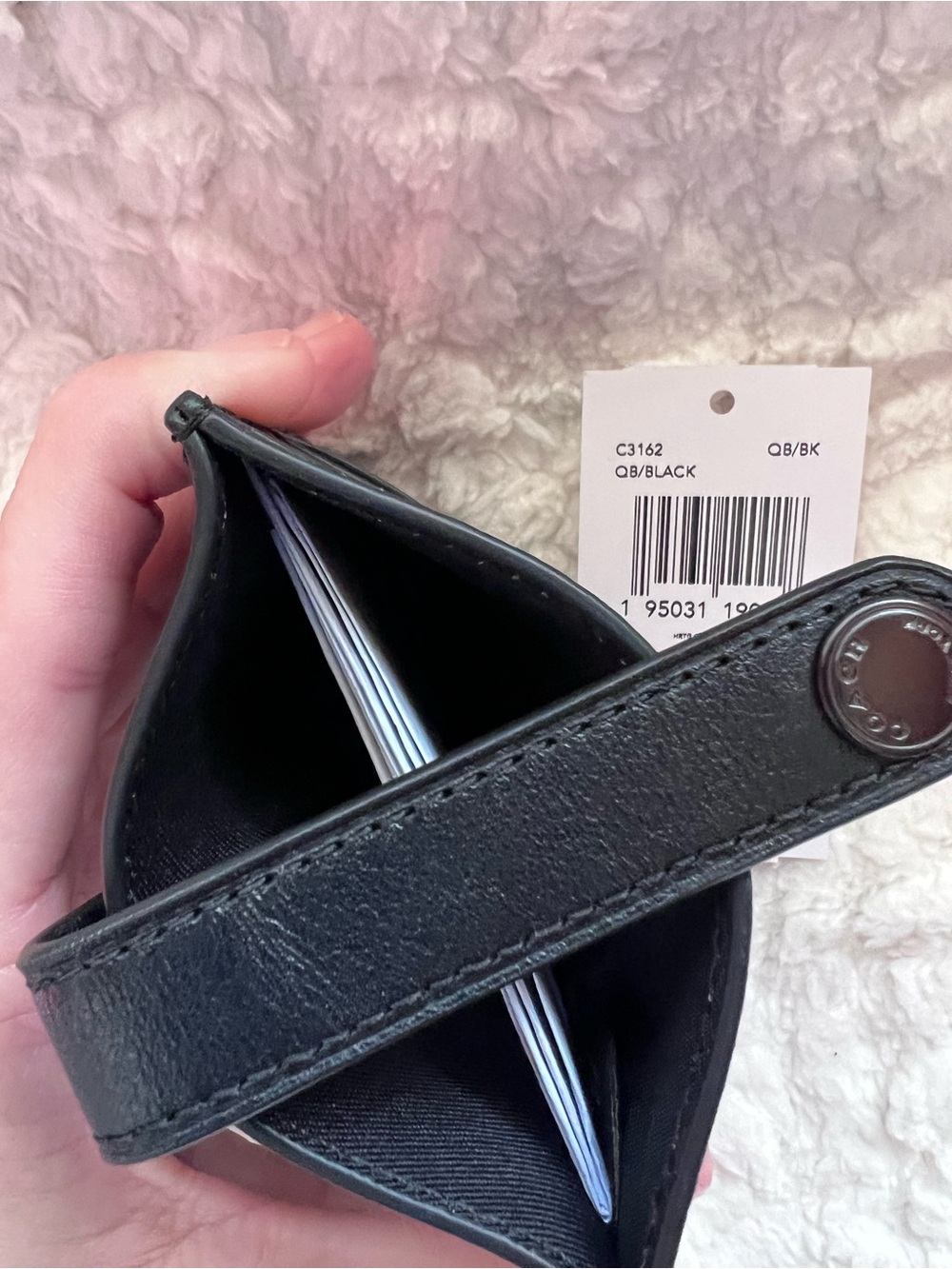 Coach black Leather Card Holder with Snap Closure - Men Accessories - Picture 4 of 4